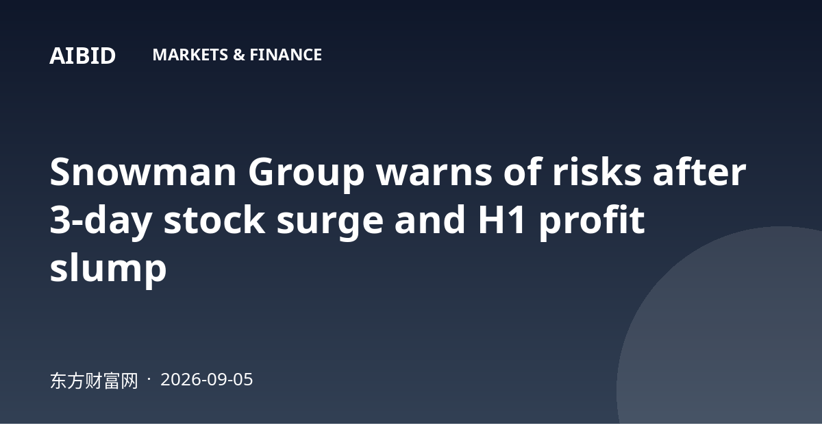 Snowman Group warns of risks after 3-day stock surge and H1 profit slump