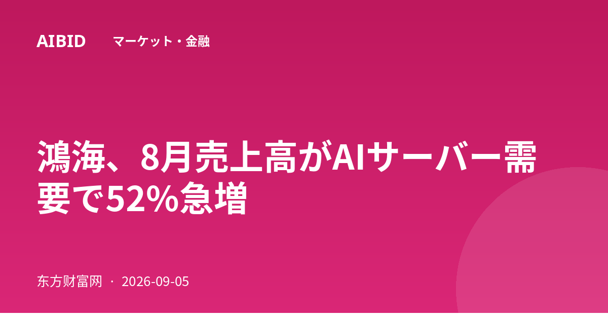鴻海、8月売上高がAIサーバー需要で52%急増