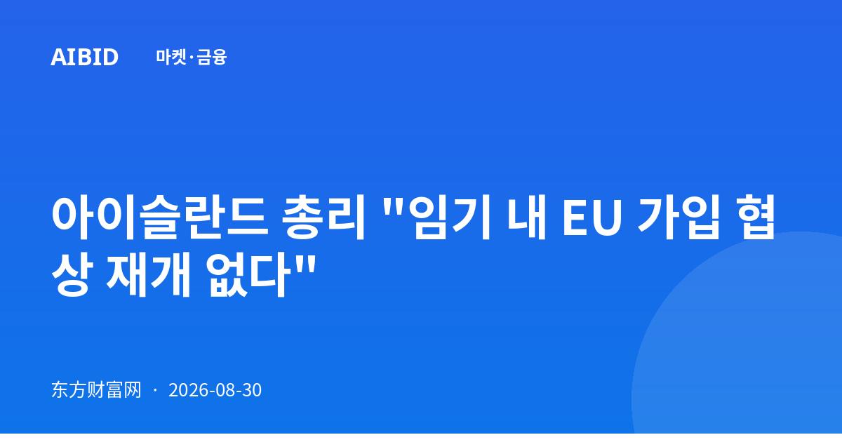 아이슬란드 총리 "임기 내 EU 가입 협상 재개 없다"