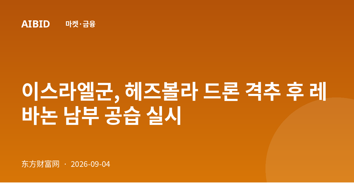이스라엘군, 헤즈볼라 드론 격추 후 레바논 남부 공습 실시