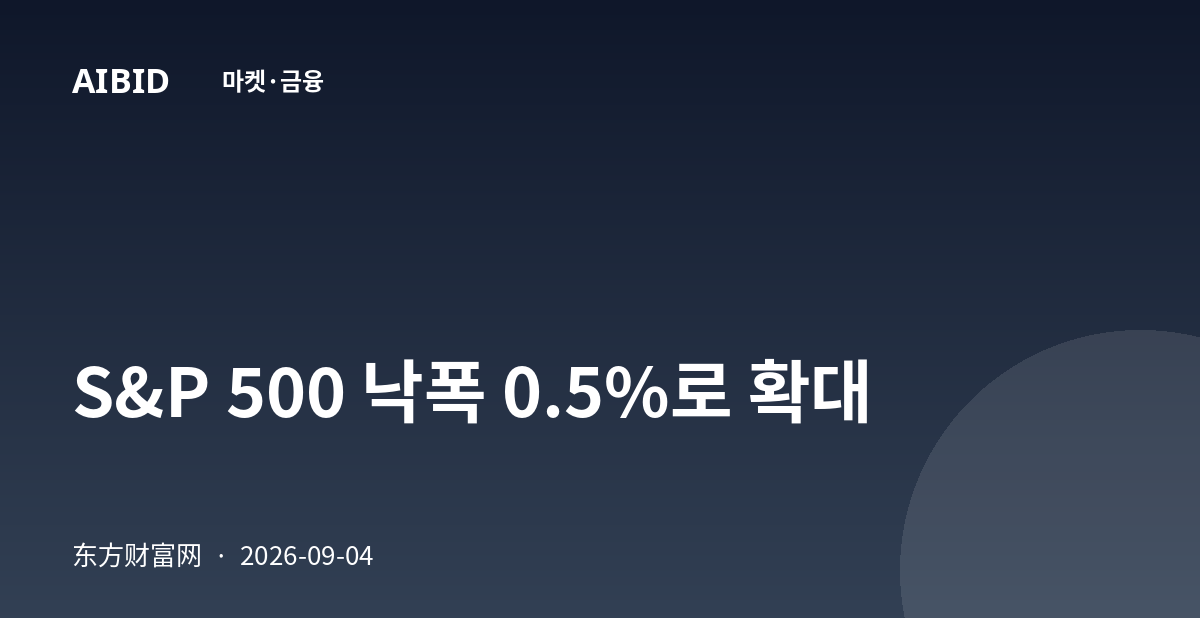 S&P 500 낙폭 0.5%로 확대