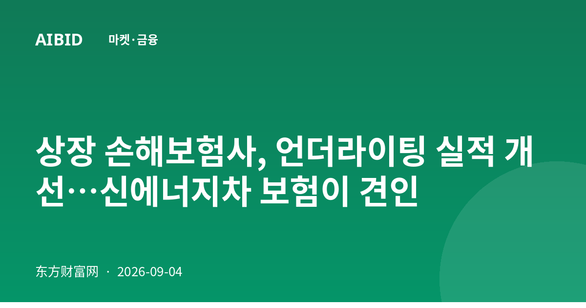 상장 손해보험사, 언더라이팅 실적 개선…신에너지차 보험이 견인