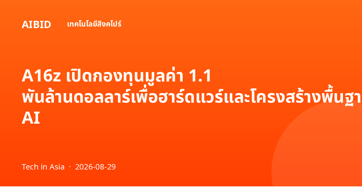 A16z เปิดกองทุนมูลค่า 1.1 พันล้านดอลลาร์เพื่อฮาร์ดแวร์และโครงสร้างพื้นฐาน AI