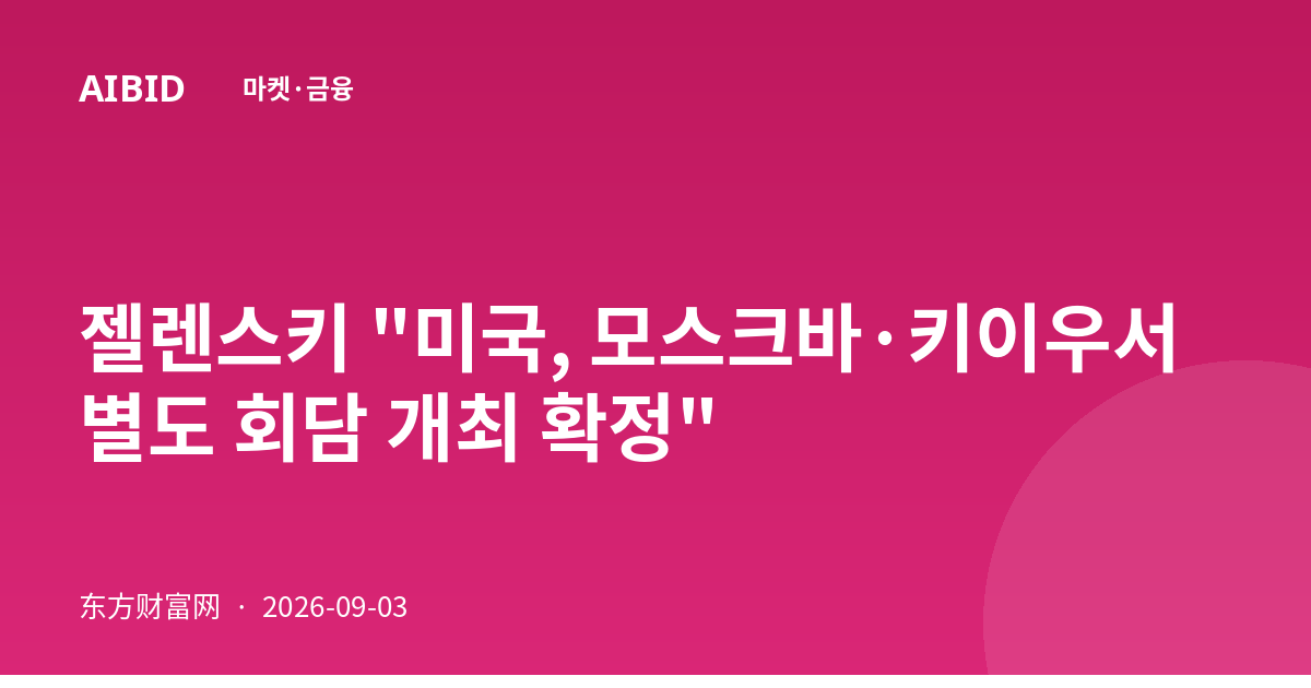 젤렌스키 "미국, 모스크바·키이우서 별도 회담 개최 확정"