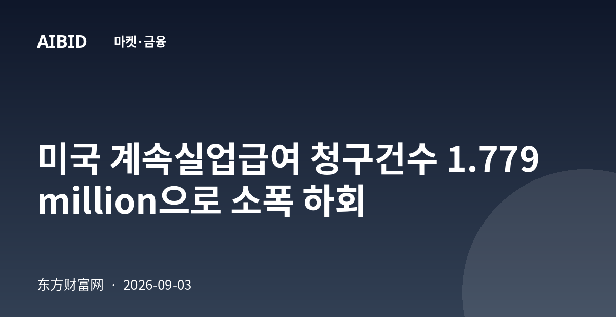 미국 계속실업급여 청구건수 1.779 million으로 소폭 하회