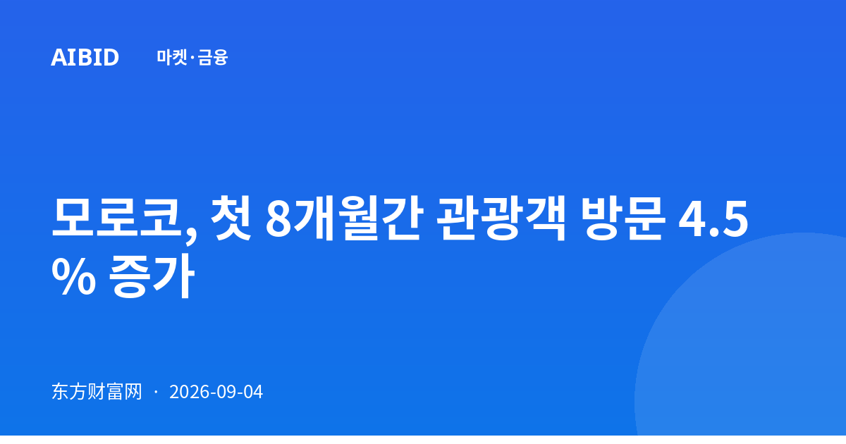 모로코, 첫 8개월간 관광객 방문 4.5% 증가