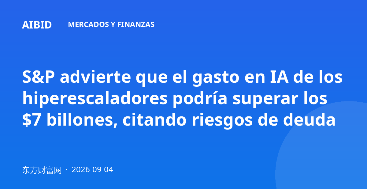 S&P advierte que el gasto en IA de los hiperescaladores podría superar los $7 billones, citando riesgos de deuda