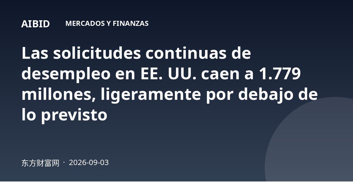 Las solicitudes continuas de desempleo en EE. UU. caen a 1.779 millones, ligeramente por debajo de lo previsto