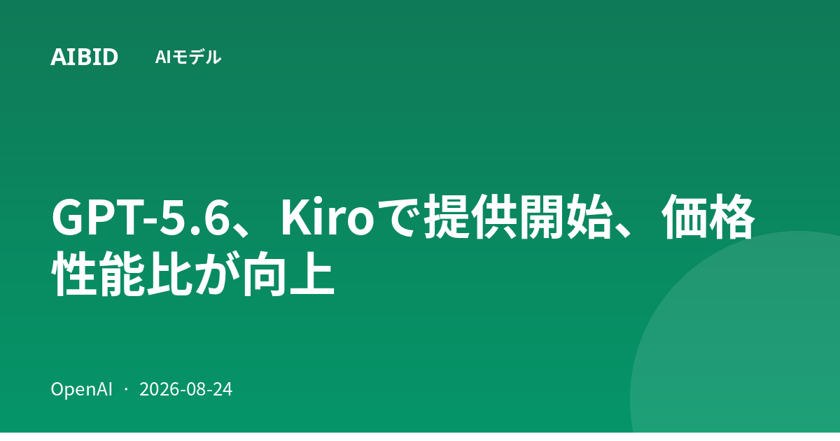 GPT-5.6、Kiroで提供開始、価格性能比が向上