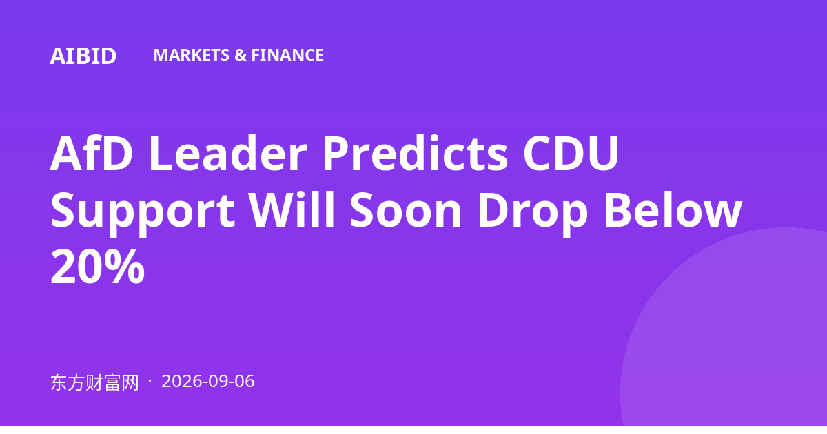 AfD Leader Predicts CDU Support Will Soon Drop Below 20%