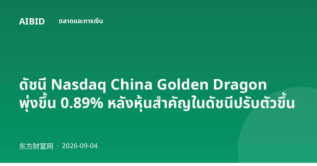 ดัชนี Nasdaq China Golden Dragon พุ่งขึ้น 0.89% หลังหุ้นสำคัญในดัชนีปรับตัวขึ้น