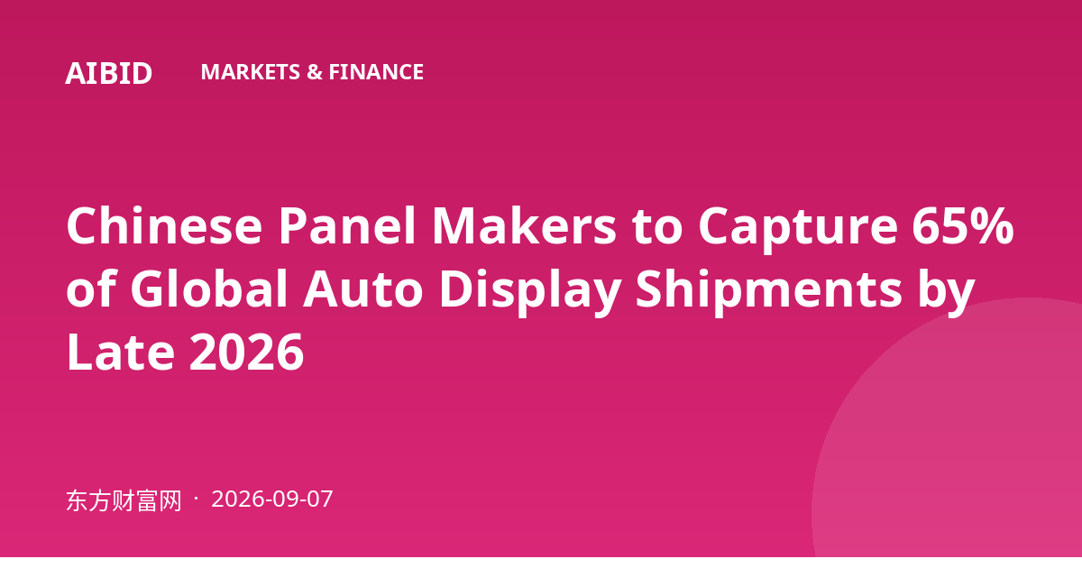 Chinese Panel Makers to Capture 65% of Global Auto Display Shipments by Late 2026