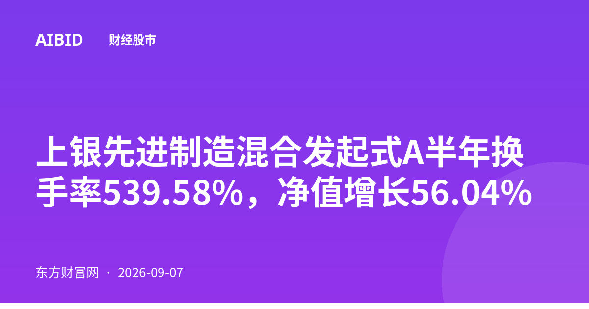 上银先进制造混合发起式A半年换手率539.58%，净值增长56.04%