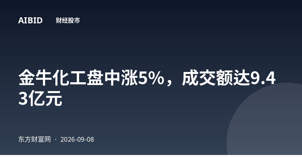 金牛化工盘中涨5%，成交额达9.43亿元