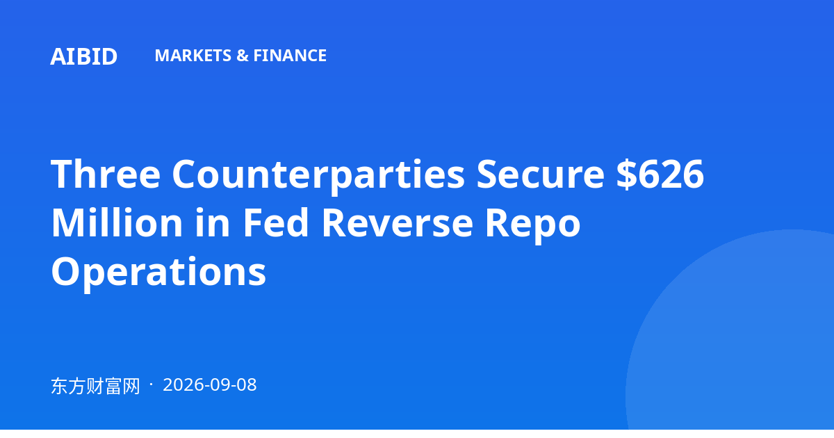 Three Counterparties Secure $626 Million in Fed Reverse Repo Operations