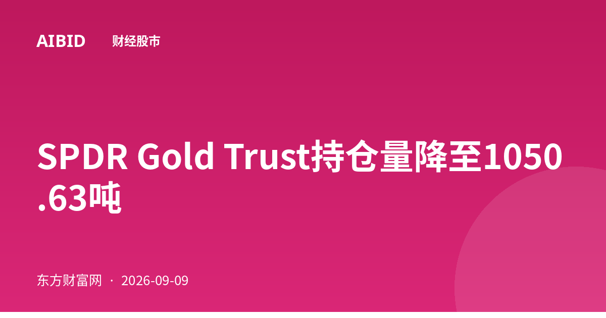 SPDR Gold Trust持仓量降至1050.63吨
