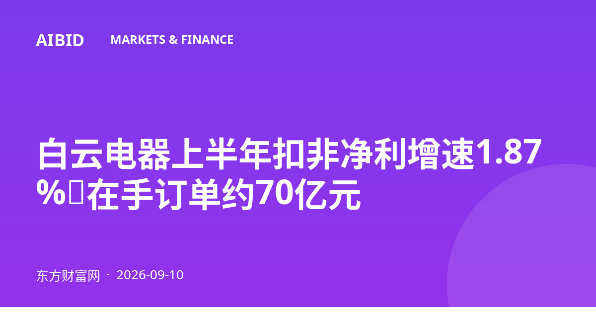 白云电器上半年扣非净利增速1.87%，在手订单约70亿元
