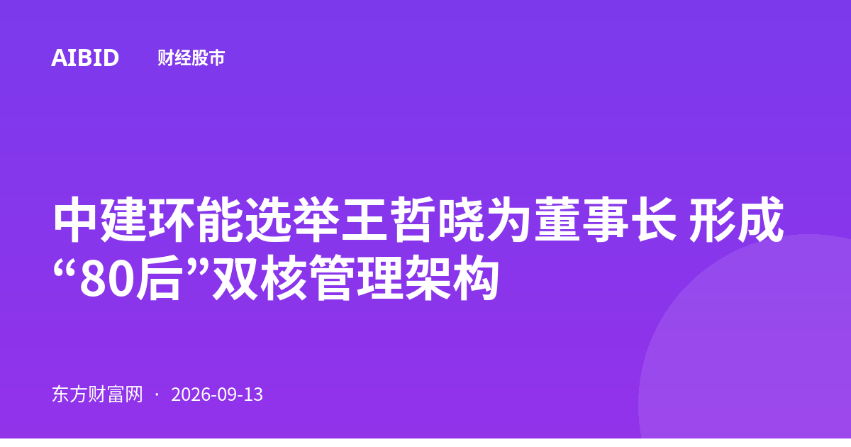 中建环能选举王哲晓为董事长 形成“80后”双核管理架构