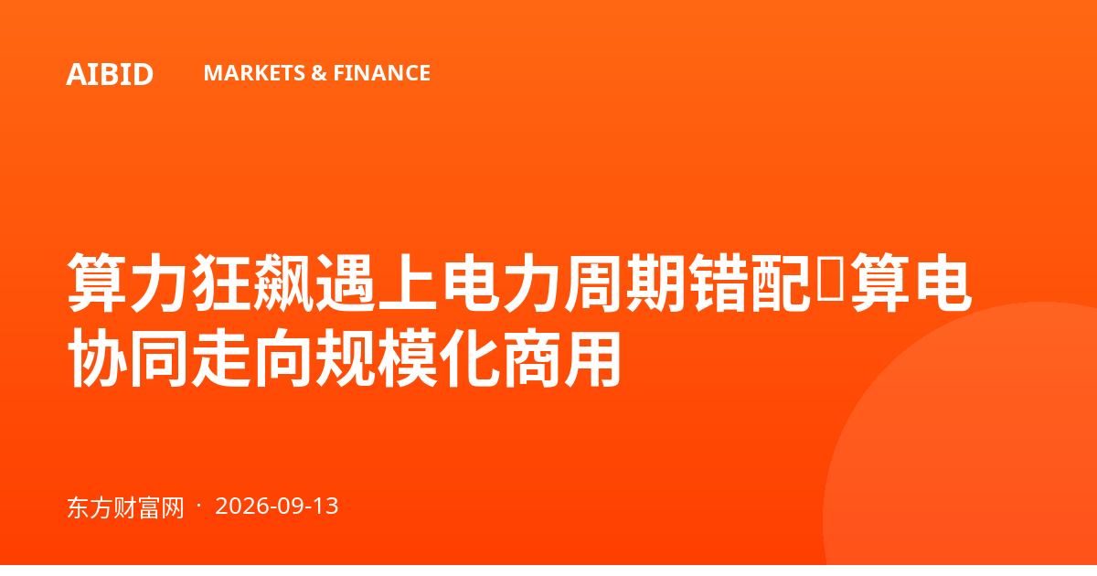 算力狂飙遇上电力周期错配：算电协同走向规模化商用