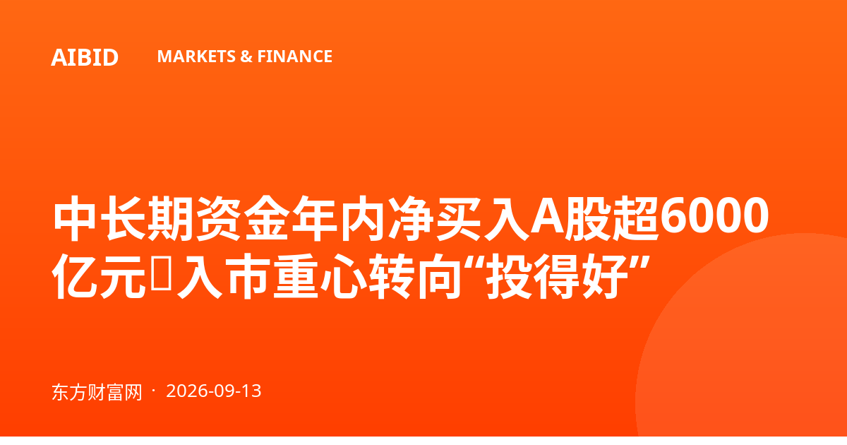 中长期资金年内净买入A股超6000亿元，入市重心转向“投得好”