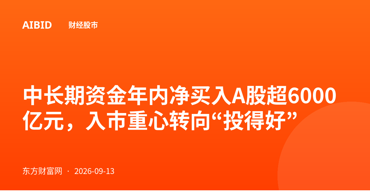 中长期资金年内净买入A股超6000亿元，入市重心转向“投得好”