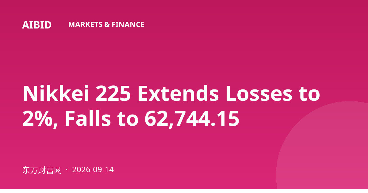 Nikkei 225 Extends Losses to 2%, Falls to 62,744.15