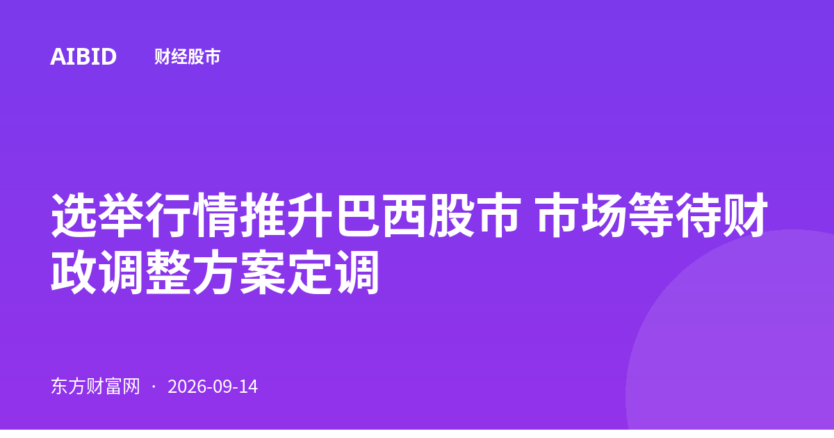 选举行情推升巴西股市 市场等待财政调整方案定调