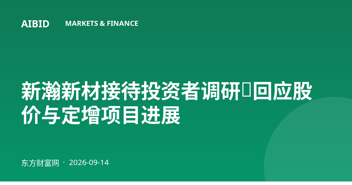 新瀚新材接待投资者调研，回应股价与定增项目进展