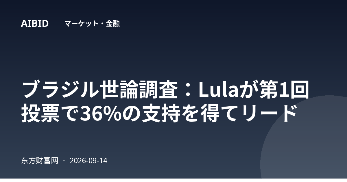 ブラジル世論調査:Lulaが第1回投票で36%の支持を得てリード