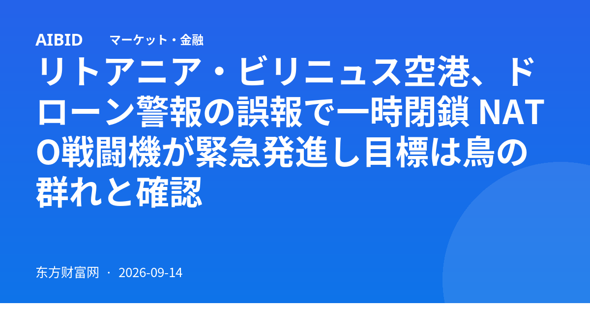 リトアニア・ビリニュス空港、ドローン警報の誤報で一時閉鎖 NATO戦闘機が緊急発進し目標は鳥の群れと確認