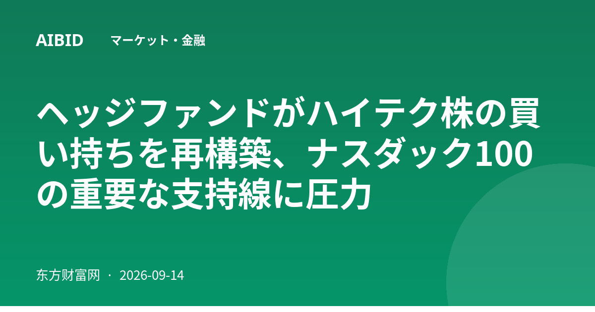 ヘッジファンドがハイテク株の買い持ちを再構築、ナスダック100の重要な支持線に圧力